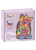 Развивающий деревянный пазл Aterix в картонной коробке "Котята" M, 164 детали