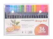 Маркеры акварельные двусторонние с кистью и линером, 36 цветов, Orange Peel - 0
