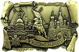 Сувенир АКМ Магнит-свиток 6*7,5см "Коллаж.Мосты-Спас-Исаакий-Медный" мет. цв.бронза