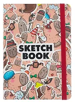 Скетчбук А5 80л "КАПИБАРА" 100г/м2, тв.обложка, выб.лак, резинка, мат.ламинация