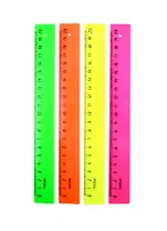 Линейка 20см пластик, флуорес., ассорти