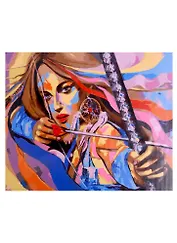 Холст с красками "Девушка-стрелок", 40х50