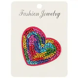 Термонаклейка с пайетками Сердце радужное,  13*15 (орр)