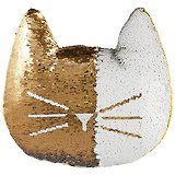 Подушка с пайетками Кот белый с золотом (текстиль) (36см)