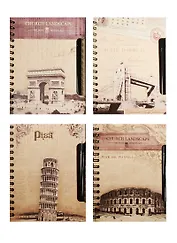 Записная книжка А6 92л "Города Европы" с ручкой, спираль, Haich 