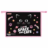 Папка для тетрадей А4 "Dark kitten" картон/пластик, молния