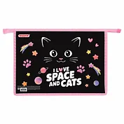 Папка для тетрадей А4 "Dark kitten" картон/пластик, молния