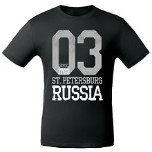 Сувенир, АКМ, Футболка СПб. 03 Russia цв.черный размер XL