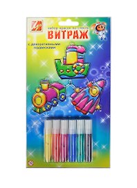 Набор красок Витраж (6цв.) с подвеск. Веселое путешествие (3шт) (21С 1385-08) (блистер)