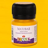 Краска акриловая желтая средняя 20мл "Декола" матовая, ЗХК