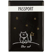 Обложка для паспорта Кот и звезды Star Cat (глиттер)  (ПВХ бокс) (ОП2020-247)