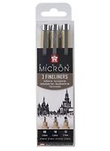 Ручки капиллярные черные 03шт "Pigma Micron" 0.5мм, 0.6мм, 0.7мм - 0