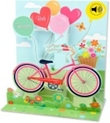 3D открытка Велосипед (Bike and balloons) (музыка) (SS032)
