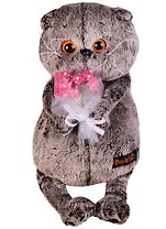 Мягкая игрушка Басик с  букетом в сеточке (25 см) (Ks25-062)