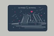 Открытка 10*15 линии Дворцовый мост О/013/001
