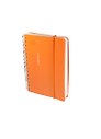 Записная книжка А6 80л лин. "ORANGE" спираль, пластик.обл., резинка, ярко-оранжевая, stila