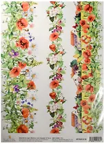 Декупажная карта Маковое поле (бордюр) 21*30см