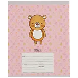 Тетрадь в клетку Listoff, "Зверята", 12 листов, в ассортименте