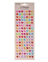 Стразы самоклеящиеся Сердечки разноцветные