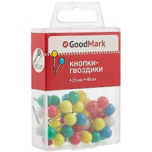 Кнопки-гвоздики GoodMark, 21 мм, 40 штук, в ассортименте