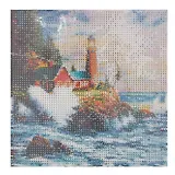 Алмазная мозаика (блестящая) с подрамником, с полным заполнением "Дом смотрителя маяка", 20 х 20 см