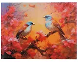 Алмазная мозаика с подрамником, с полным заполнением "Птицы на ветке", 30 х 40 см