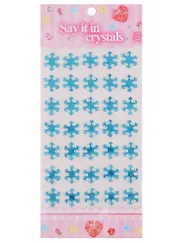 Стразы-снежинки, 35шт, 10,5 х 22 см, голубые