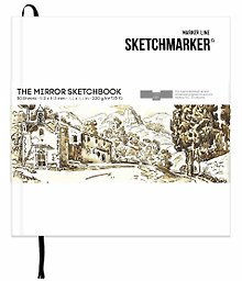 Скетчбук 16,3*16,3см 50л Sketchmarker&Pushkinskiy "THE MIRROR" 220г/м2, твердая обложка, белая,Pushkinskiy, Sketchmarker