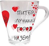 Сувенир АКМ Кружка стекло конус Питер - лучший город на земле, 300мл
