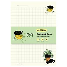 Сменный блок для тетрадей «Black Cats» 80 листов в клетку, А5, MESHU
