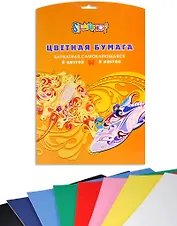 Бумага цветная 08цв 08л А4 "SHINE FLYERS" барх.,самокл.,в папке, Silwerhof