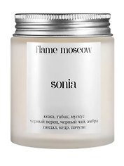 Свеча ароматическая Sonia (Кожа,Табак,Мускус,Черный перец,Черный чай,Амбра,Сандал,Кедр,Пачули) (110мл) (flame-MC011)
