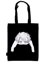 Сумка-шоппер Аниме Синтонимы Персонаж с воротником (ч/б) (Медина Мирай), черная (текстиль) (40х32)