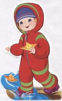 Плакат Мальчик пускает кораблики