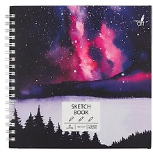 Скетчбук 165*165 50л "SKETCHBOOK. Северное сияние" белый офсет, нелинованн., 100г/м2, тв.обложка, евроспираль