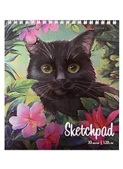 Скетчбук 168*195 30л "Кот" белый офсет, 120г/м2, спираль