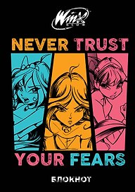 Книга для записей А5 48л "Winx. Блокнот. Черный" со стикерами