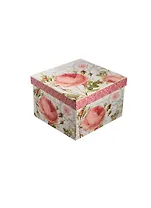 Коробка подарочная "Пион" 13.5*13.5*12 квадратная, картон, Вейксинг