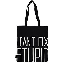 Сумка-шоппер I cant fix stupid черная, текстиль 40см.*35см.