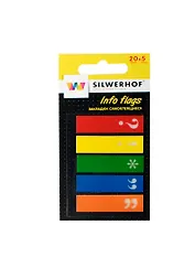 Закладки самоклеящиеся "Знаки препинания" 50*12мм 5цв*25л, с рисунком, диспенсер, подвес, Silwerhof