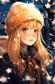Книга для записей А5 72л "Аниме. Девушка в шапке" тверд.обл., контентный внутр. блок