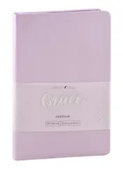 Книга для записей А5- 80л кл. "Graсe" лавандовый туман, иск.кожа, ляссе, инд.уп.