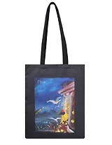 Сумка-шоппер СПб Ноксо Наедине с Петербургом Чайки и гирлянды (черная) (текстиль) (40х32) (СК2025-305)