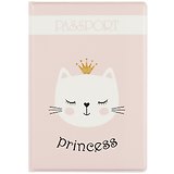 Обложка для паспорта Princess (кошечка в короне) (ПВХ бокс) (ОП2020-246)