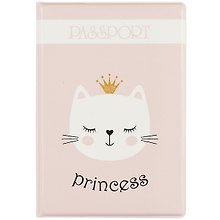 Обложка для паспорта Princess (кошечка в короне) (ПВХ бокс) (ОП2020-246)