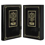 Ежедневник полудат. А5+ 192л 175x245 "Сариф" черный, иск.кожа, тв.переплёт, поролон, тиснение фольгой, блинтовое тиснение, офсет, ляссе, мет.уголки, подар.карт.коробка с ПВХ-крышкой