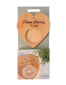 Набор чайных свечей с подсвечником Сердце Happy Birthday (4 штуки)