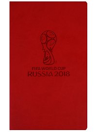 Бизнес-блокнот А5 128 листов клетка "ЧМ ПО ФУТБОЛУ 2018-Эмблема" красный