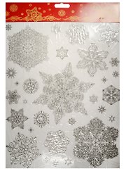 Новогоднее оконное украшение Снежинки серебряные 3 (30х38)