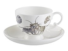 Чайный набор Котики на 1 персону 2 пр. (чашка 250мл, блюдце) (264-532)